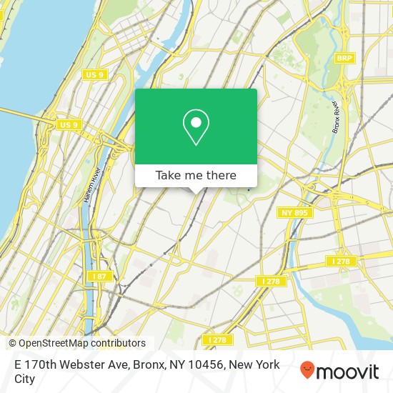 Mapa de E 170th Webster Ave, Bronx, NY 10456