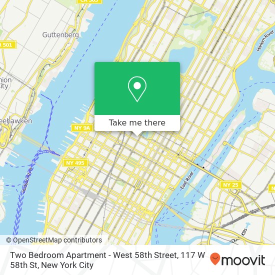 Mapa de Two Bedroom Apartment - West 58th Street, 117 W 58th St