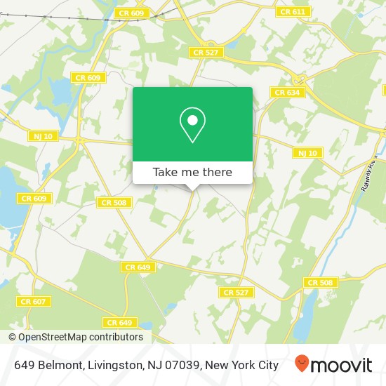 Mapa de 649 Belmont, Livingston, NJ 07039