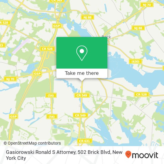 Mapa de Gasiorowski Ronald S Attorney, 502 Brick Blvd