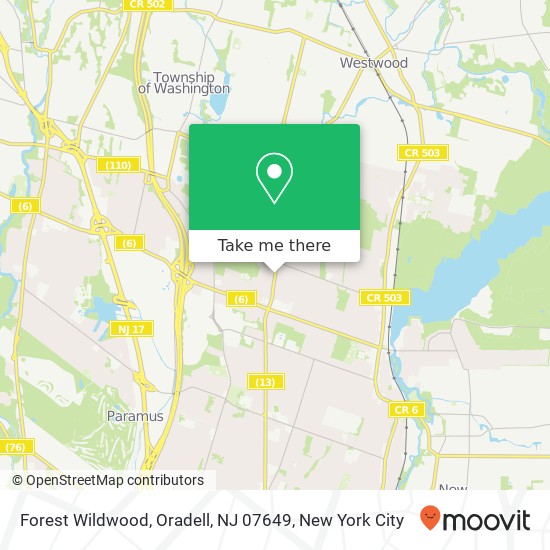 Mapa de Forest Wildwood, Oradell, NJ 07649