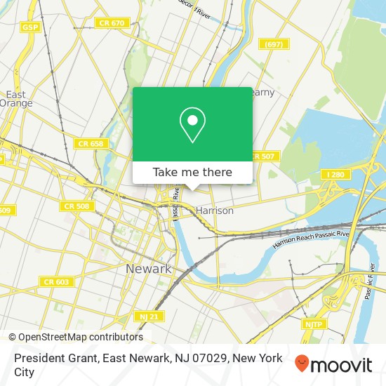 Mapa de President Grant, East Newark, NJ 07029