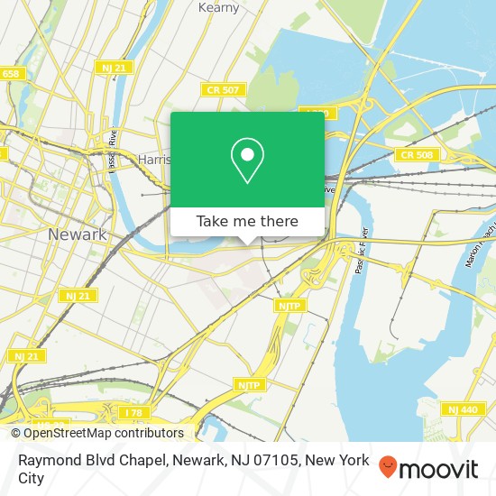 Mapa de Raymond Blvd Chapel, Newark, NJ 07105