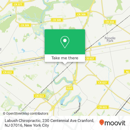 Mapa de Labush Chiropractic, 230 Centennial Ave Cranford, NJ 07016