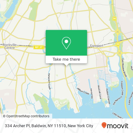 Mapa de 334 Archer Pl, Baldwin, NY 11510