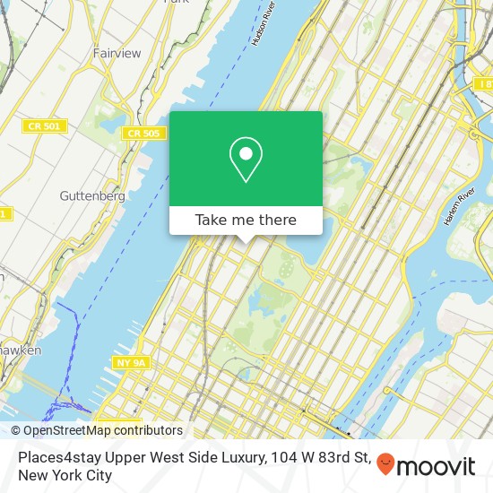 Places4stay Upper West Side Luxury, 104 W 83rd St map
