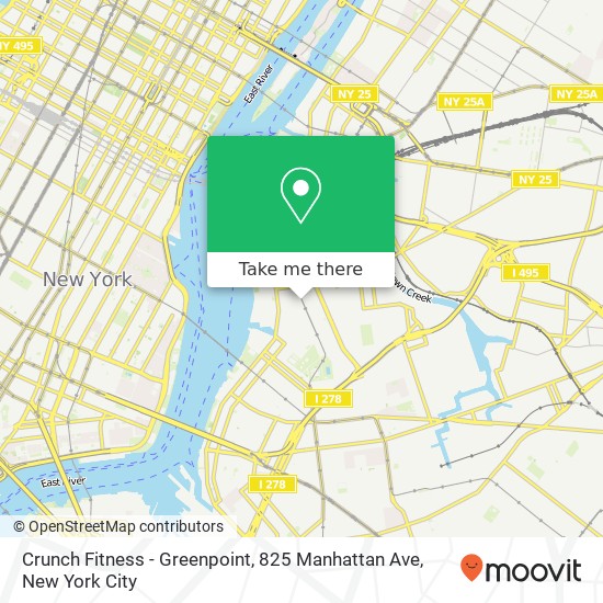 Crunch Fitness - Greenpoint, 825 Manhattan Ave map