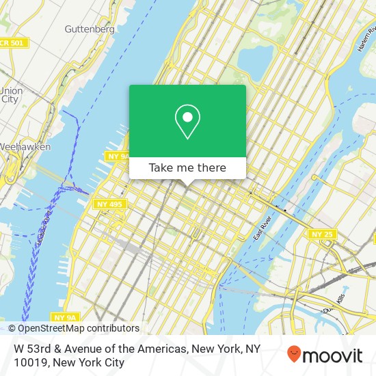 W 53rd & Avenue of the Americas, New York, NY 10019 map
