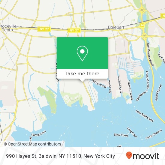 Mapa de 990 Hayes St, Baldwin, NY 11510