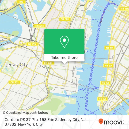 Mapa de Cordero PS 37 Pta, 158 Erie St Jersey City, NJ 07302