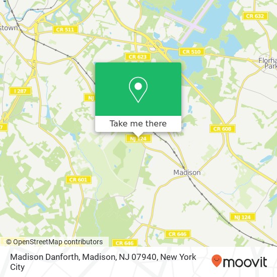 Mapa de Madison Danforth, Madison, NJ 07940