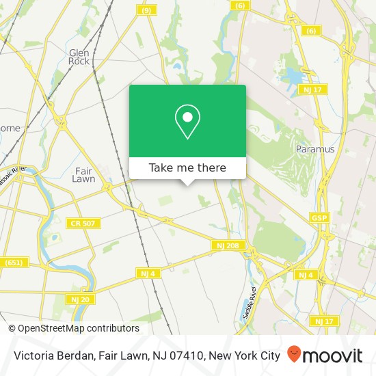 Mapa de Victoria Berdan, Fair Lawn, NJ 07410