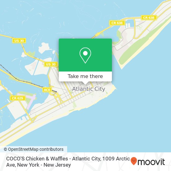 COCO'S Chicken & Waffles - Atlantic City, 1009 Arctic Ave map