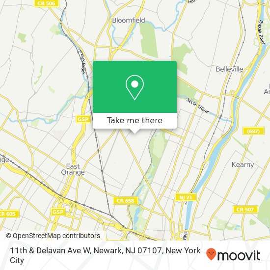 Mapa de 11th & Delavan Ave W, Newark, NJ 07107