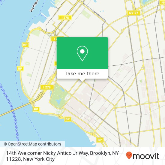 Mapa de 14th Ave corner Nicky Antico Jr Way, Brooklyn, NY 11228