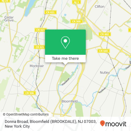 Mapa de Donna Broad, Bloomfield (BROOKDALE), NJ 07003