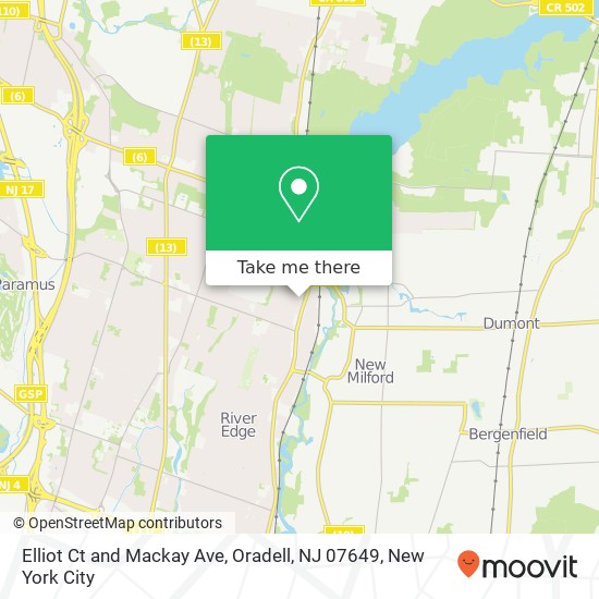 Mapa de Elliot Ct and Mackay Ave, Oradell, NJ 07649