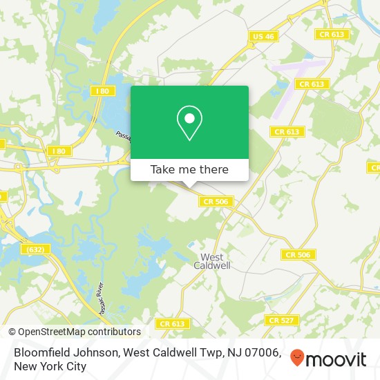 Mapa de Bloomfield Johnson, West Caldwell Twp, NJ 07006