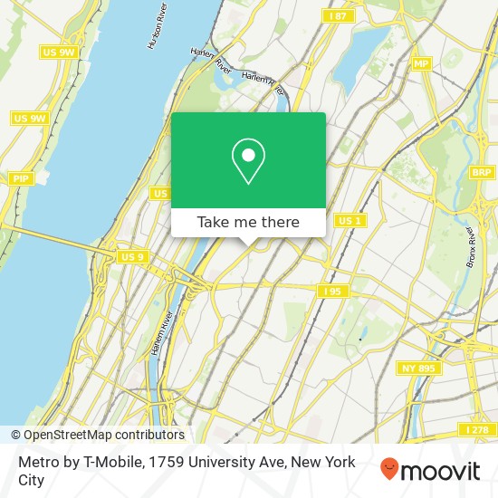 Mapa de Metro by T-Mobile, 1759 University Ave