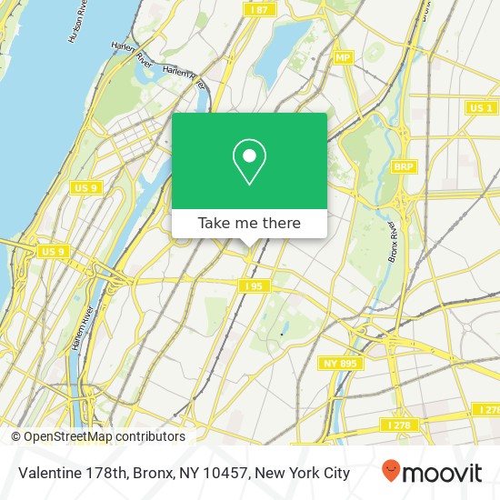 Mapa de Valentine 178th, Bronx, NY 10457