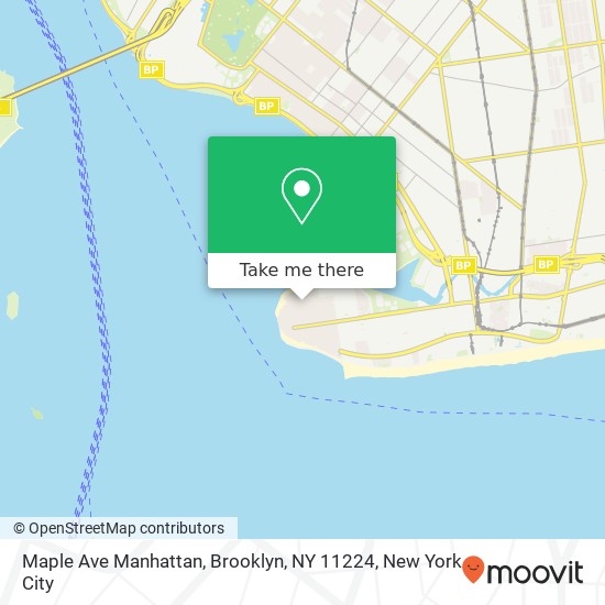 Mapa de Maple Ave Manhattan, Brooklyn, NY 11224