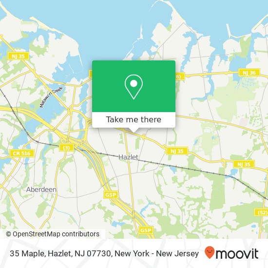 Mapa de 35 Maple, Hazlet, NJ 07730