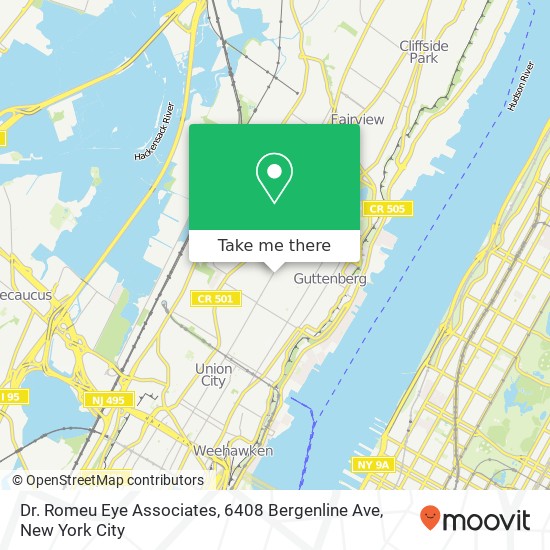 Mapa de Dr. Romeu Eye Associates, 6408 Bergenline Ave