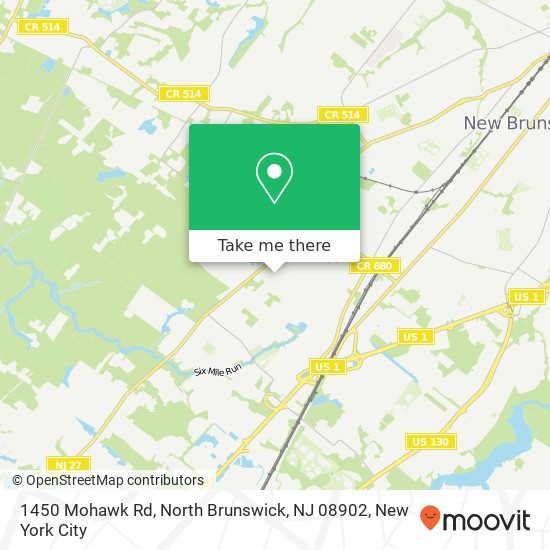 Mapa de 1450 Mohawk Rd, North Brunswick, NJ 08902