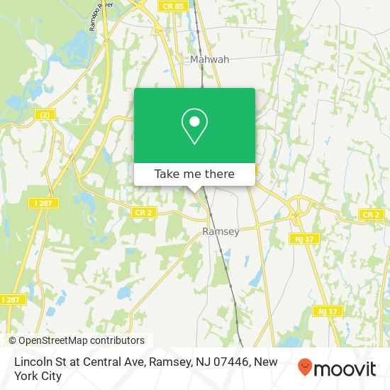 Mapa de Lincoln St at Central Ave, Ramsey, NJ 07446