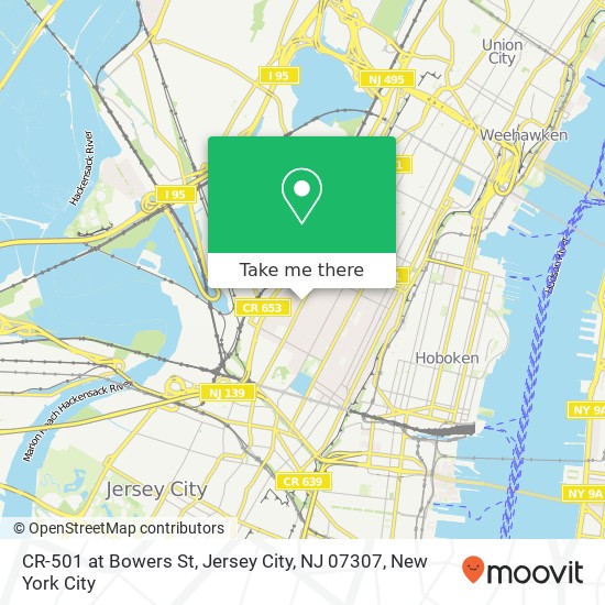 Mapa de CR-501 at Bowers St, Jersey City, NJ 07307