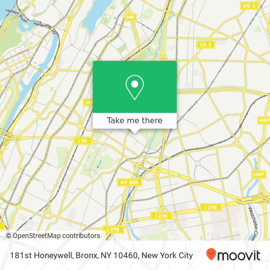 Mapa de 181st Honeywell, Bronx, NY 10460