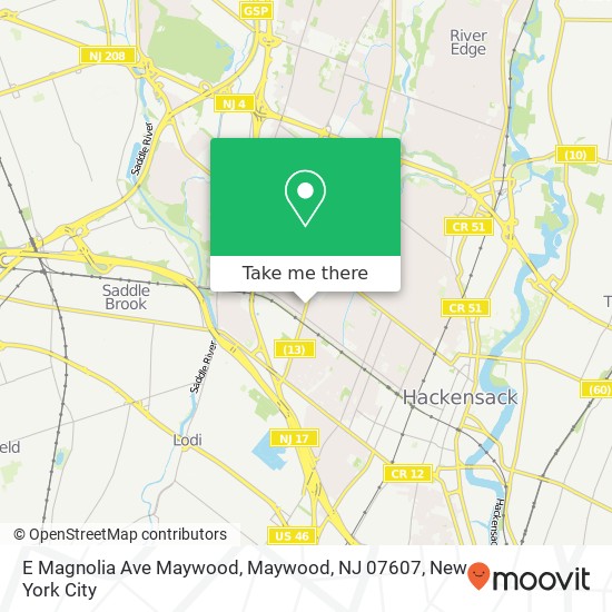 Mapa de E Magnolia Ave Maywood, Maywood, NJ 07607
