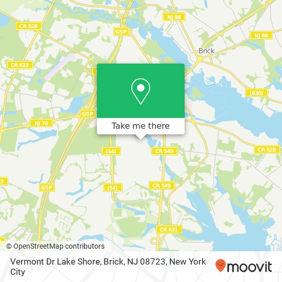 Mapa de Vermont Dr Lake Shore, Brick, NJ 08723