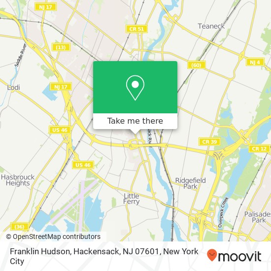 Mapa de Franklin Hudson, Hackensack, NJ 07601