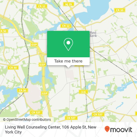 Mapa de Living Well Counseling Center, 106 Apple St