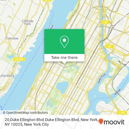 20,Duke Ellington Blvd Duke Ellington Blvd, New York, NY 10025 map
