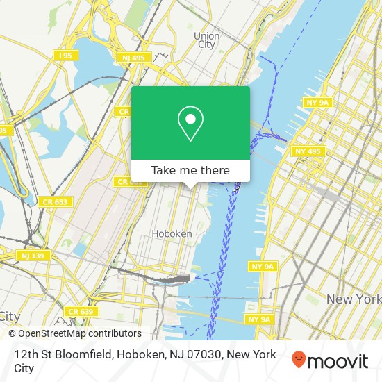 Mapa de 12th St Bloomfield, Hoboken, NJ 07030