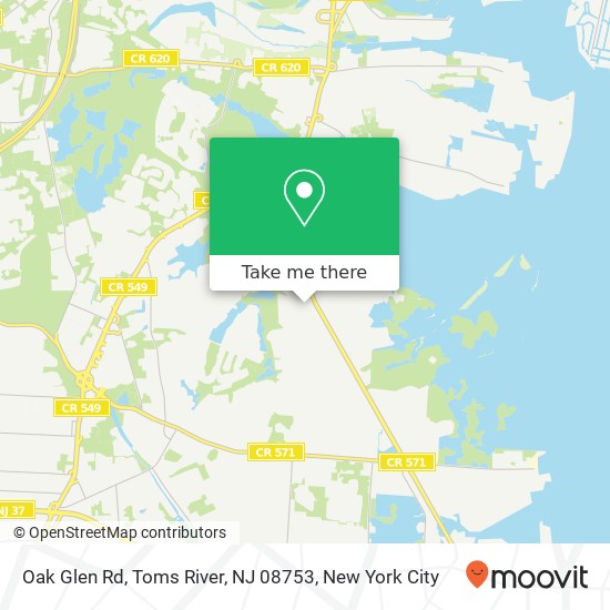 Mapa de Oak Glen Rd, Toms River, NJ 08753