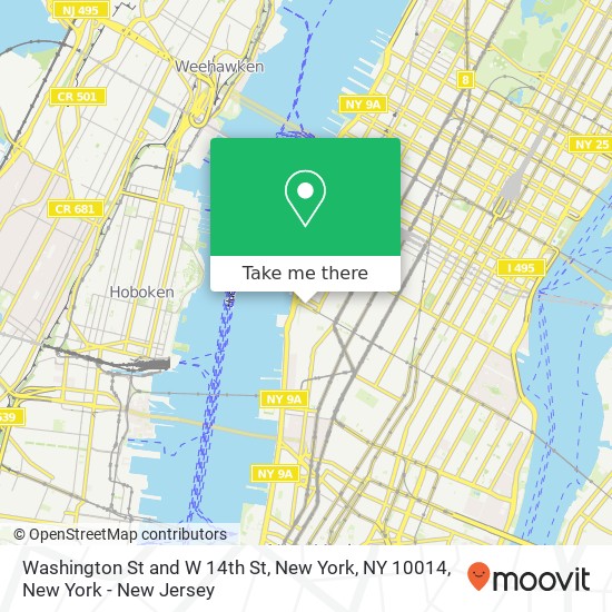 Mapa de Washington St and W 14th St, New York, NY 10014