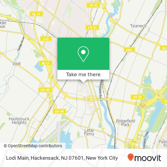 Mapa de Lodi Main, Hackensack, NJ 07601