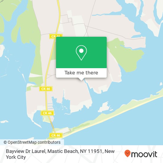 Mapa de Bayview Dr Laurel, Mastic Beach, NY 11951