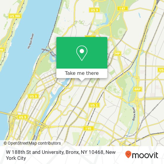 Mapa de W 188th St and University, Bronx, NY 10468