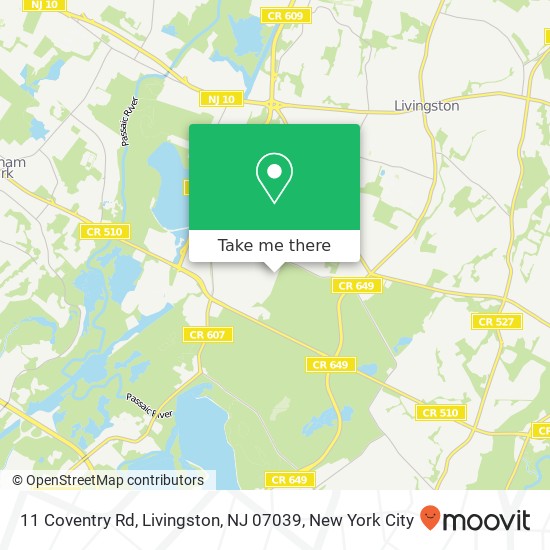 Mapa de 11 Coventry Rd, Livingston, NJ 07039