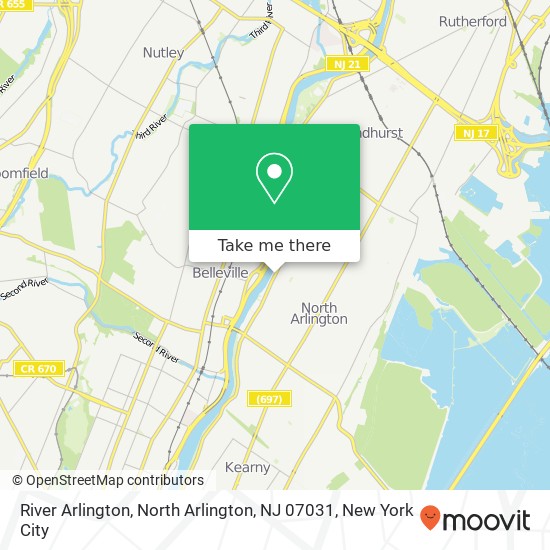 Mapa de River Arlington, North Arlington, NJ 07031