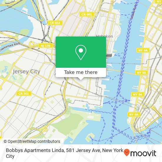 Mapa de Bobbys Apartments Linda, 581 Jersey Ave