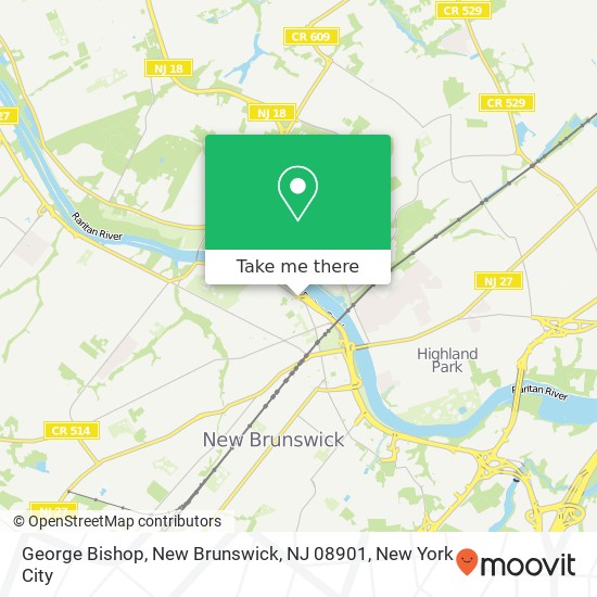 Mapa de George Bishop, New Brunswick, NJ 08901