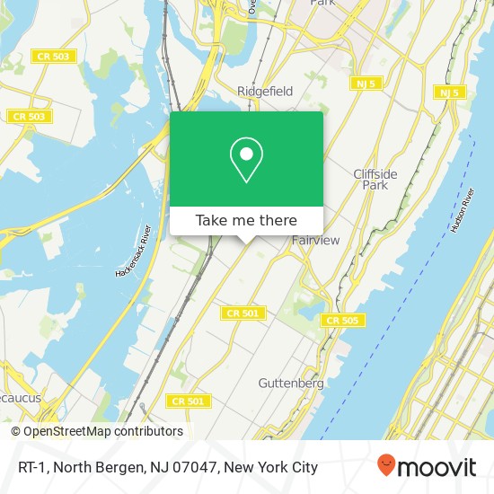 Mapa de RT-1, North Bergen, NJ 07047