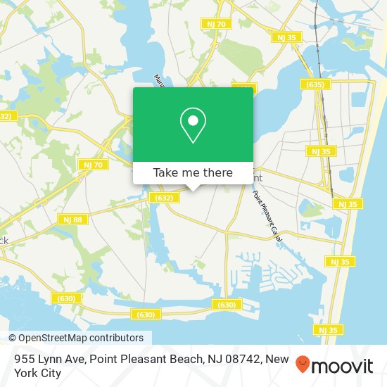 Mapa de 955 Lynn Ave, Point Pleasant Beach, NJ 08742