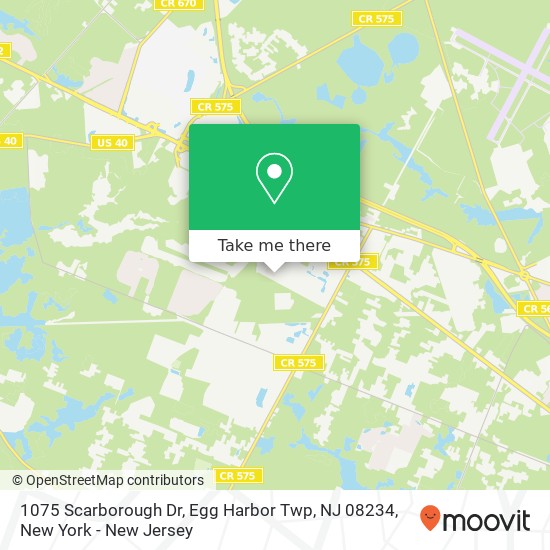 Mapa de 1075 Scarborough Dr, Egg Harbor Twp, NJ 08234