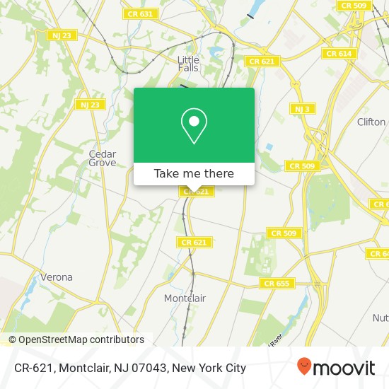 Mapa de CR-621, Montclair, NJ 07043